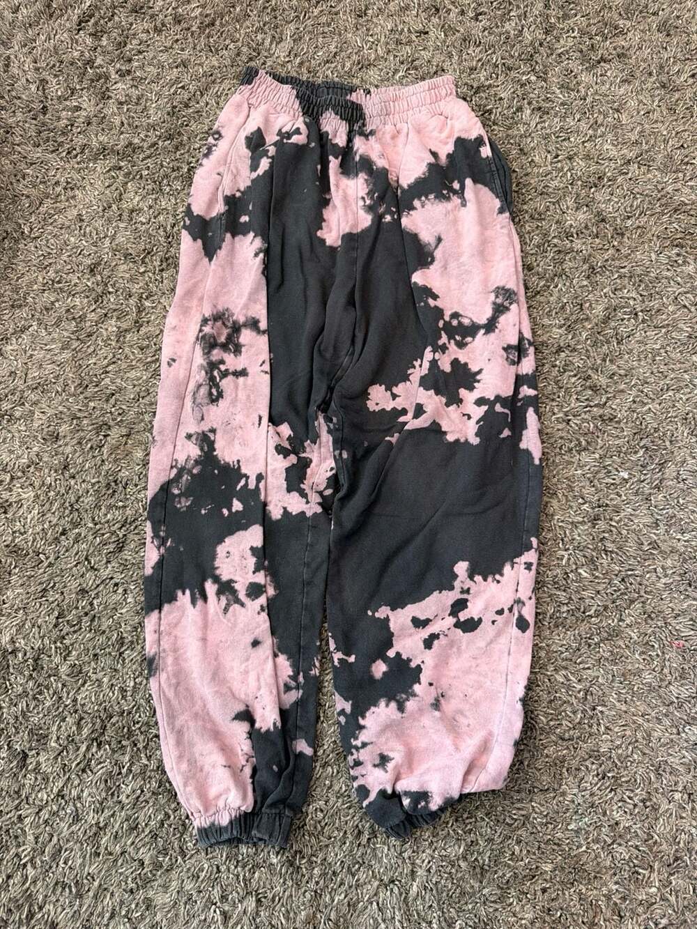 Nasty Gal Pink and Black Tie Dye Jogger Sweatpants